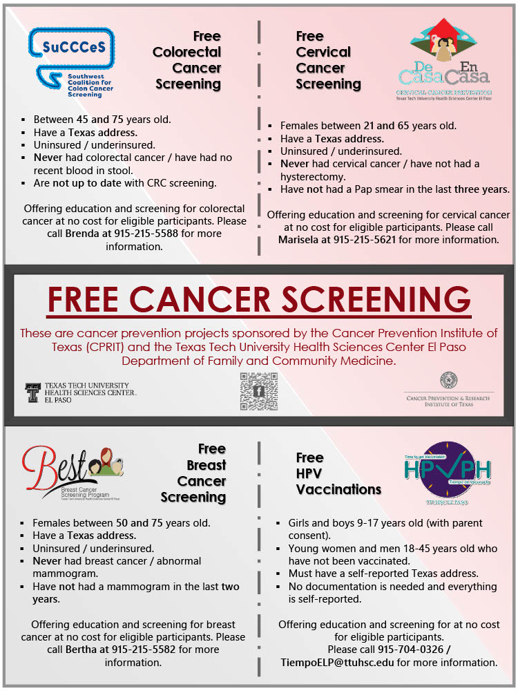 Flyer free cancer screening